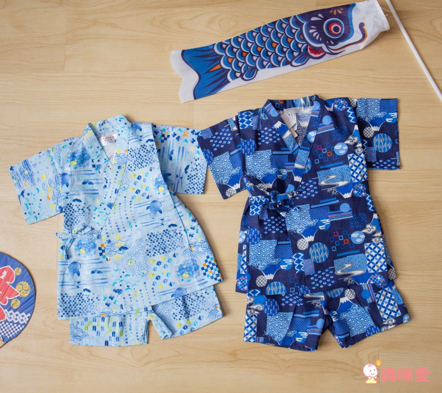 akachan honpo - 幼童兩件式甚平-手鞠-米白色