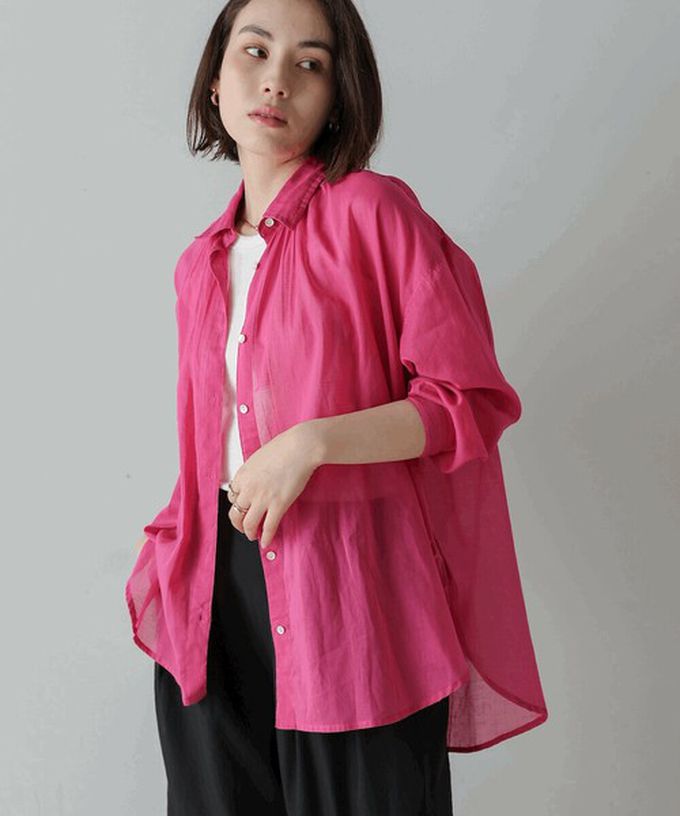 日本 Bab - 100%印度棉 柔軟輕盈寬版襯衫-薰衣草