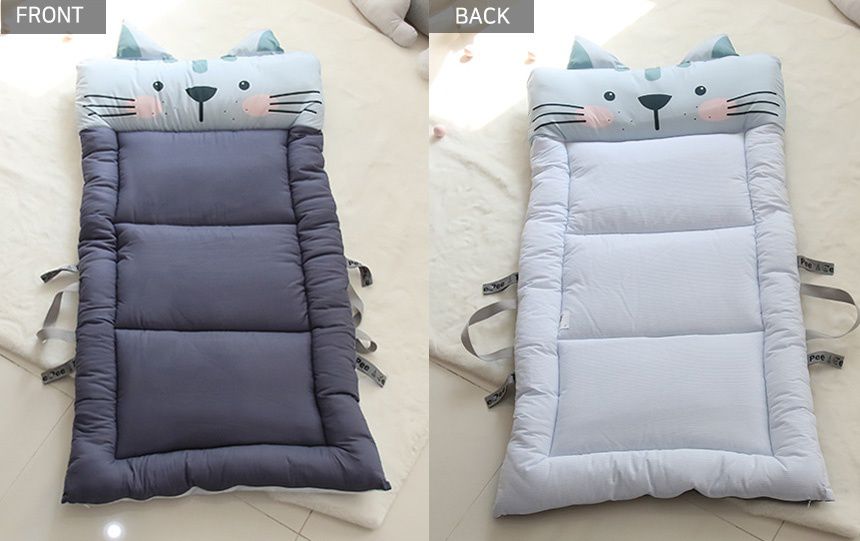 韓國 Teepee - 5CM雙面厚墊兒童睡袋/寢具(無拉鏈)-害羞小貓咪