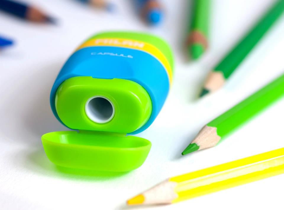 MILAN - 太空膠囊橡皮擦+削筆器_撞色積木(4色隨機一款)