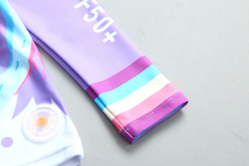 女寶防曬長袖泳裝套裝(附帽子)-夢幻獨角獸-紫色