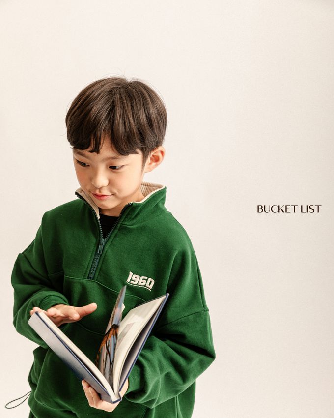 韓國 BUCKET LIST - 1960拉鏈領運動大學T-燕麥