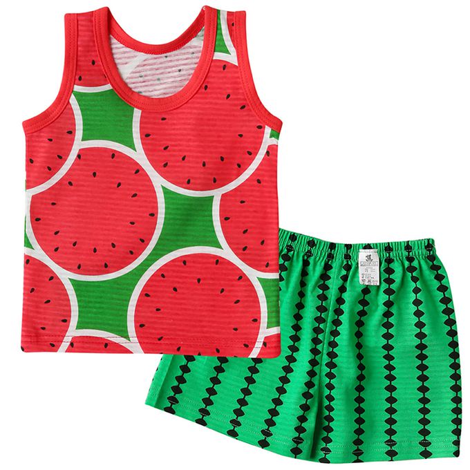 正韓 Puco - 超優質嬰幼兒/兒童無袖100% 有機棉家居服/睡衣-冰涼西瓜