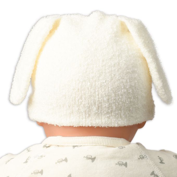 akachan honpo - 毛茸茸柔款針織帽-白色動物-白色