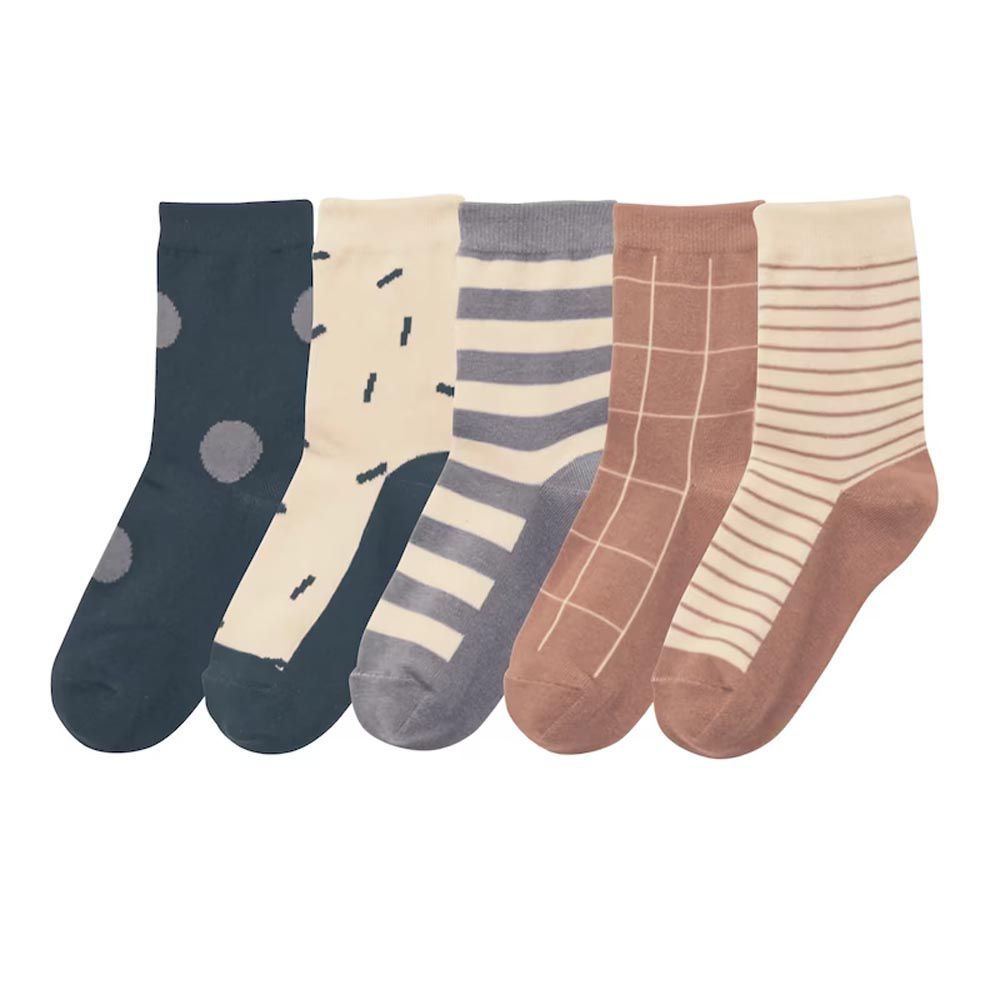 日本千趣會 - GITA 超值中筒襪五件組-幾何圖形