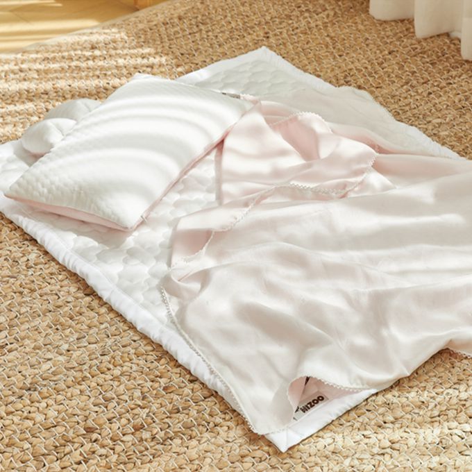 正韓Hello HiZoo - 3D透氣雙面涼感被/透氣被/冷氣被_嬰兒款-冰絲粉