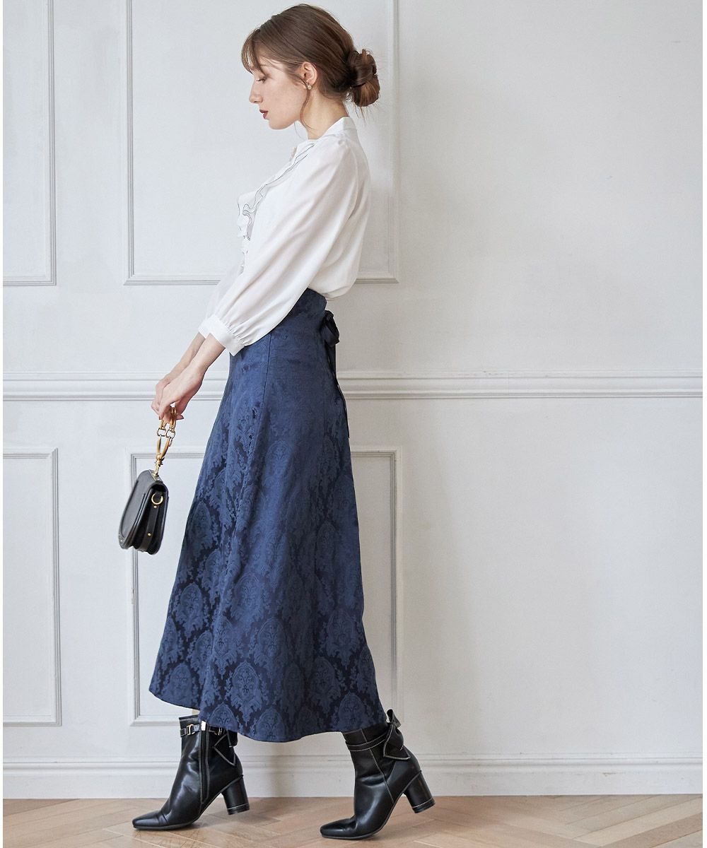 日本 tocco-closet - 後綁帶歐風修身長裙-海軍藍