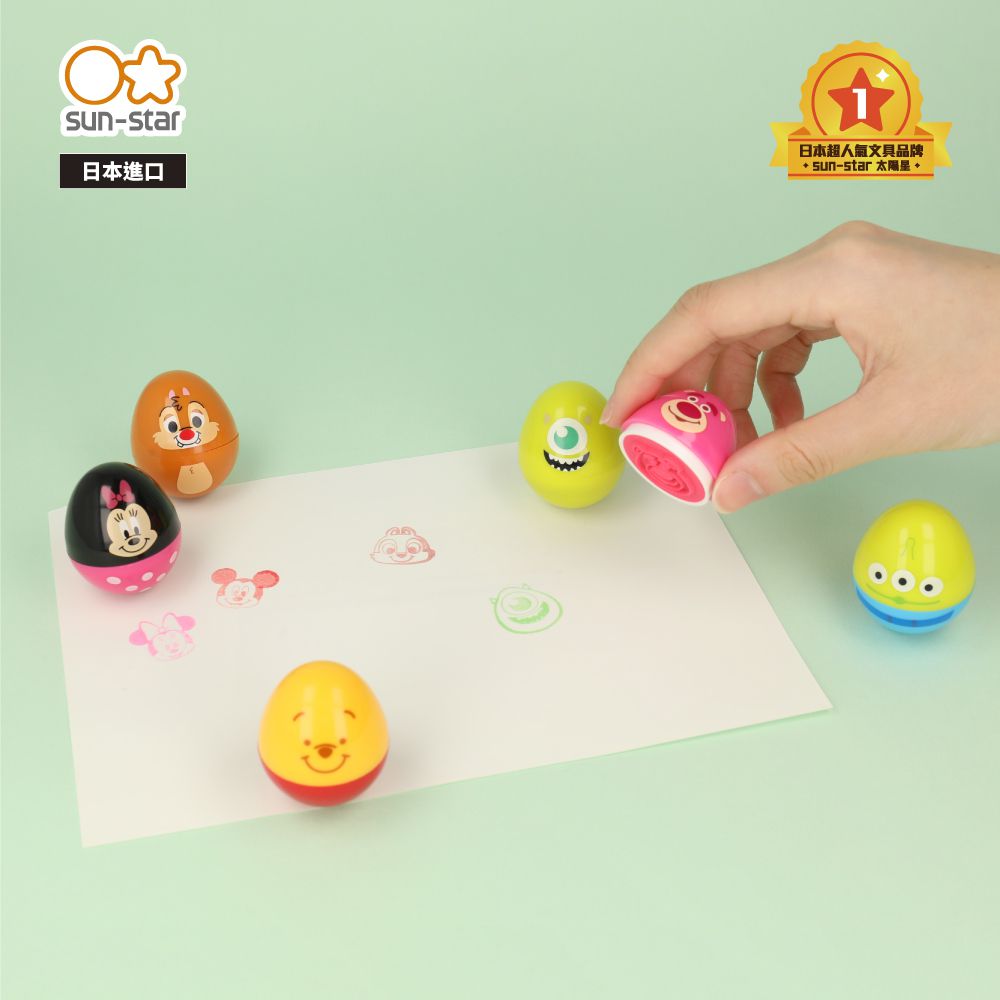 日本 SUN-STAR - 迪士尼可愛不倒翁造型印章組-米奇+米妮+奇奇+蒂蒂+維尼+三眼怪+熊抱哥+大眼仔