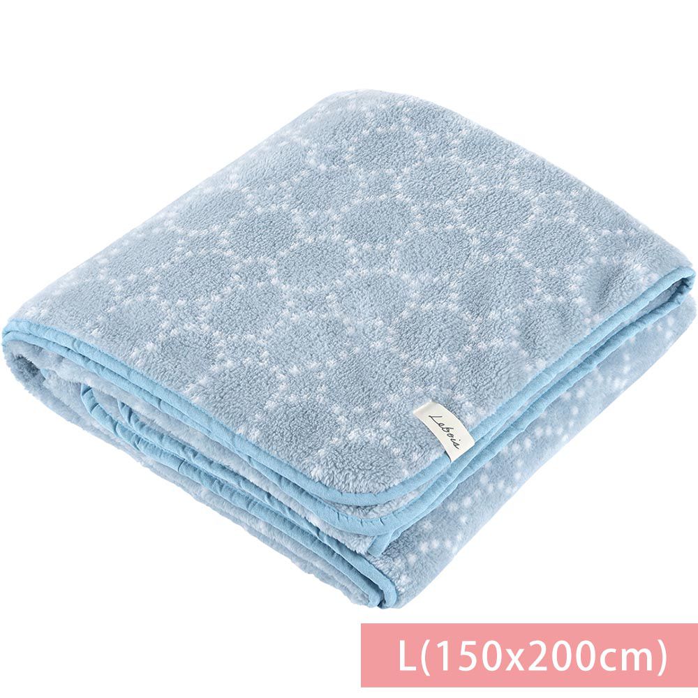 日本 DAIKAI - 極細纖維柔軟保暖毛毯/蓋毯-點點漣漪-水藍 (L(150x200cm))