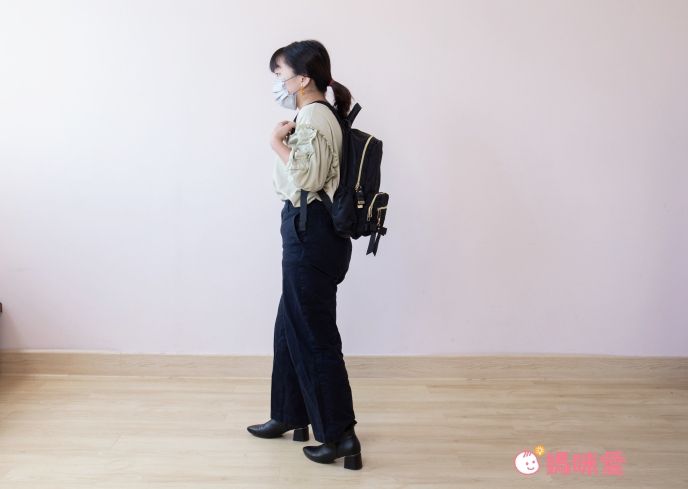 日本 Fuente - [超輕量] 簡約蝴蝶結機能收納後背包-迷霧藍 (26x41x14cm)