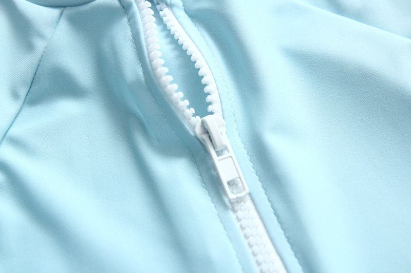 女寶長袖泳裝套裝(附帽子)-英文字母-淺藍色