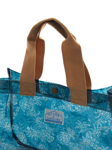 日本 OCEAN&GROUND - 透明PVC防水手提袋-花紋系列-碎花藍 NV (25x33x13.5cm)