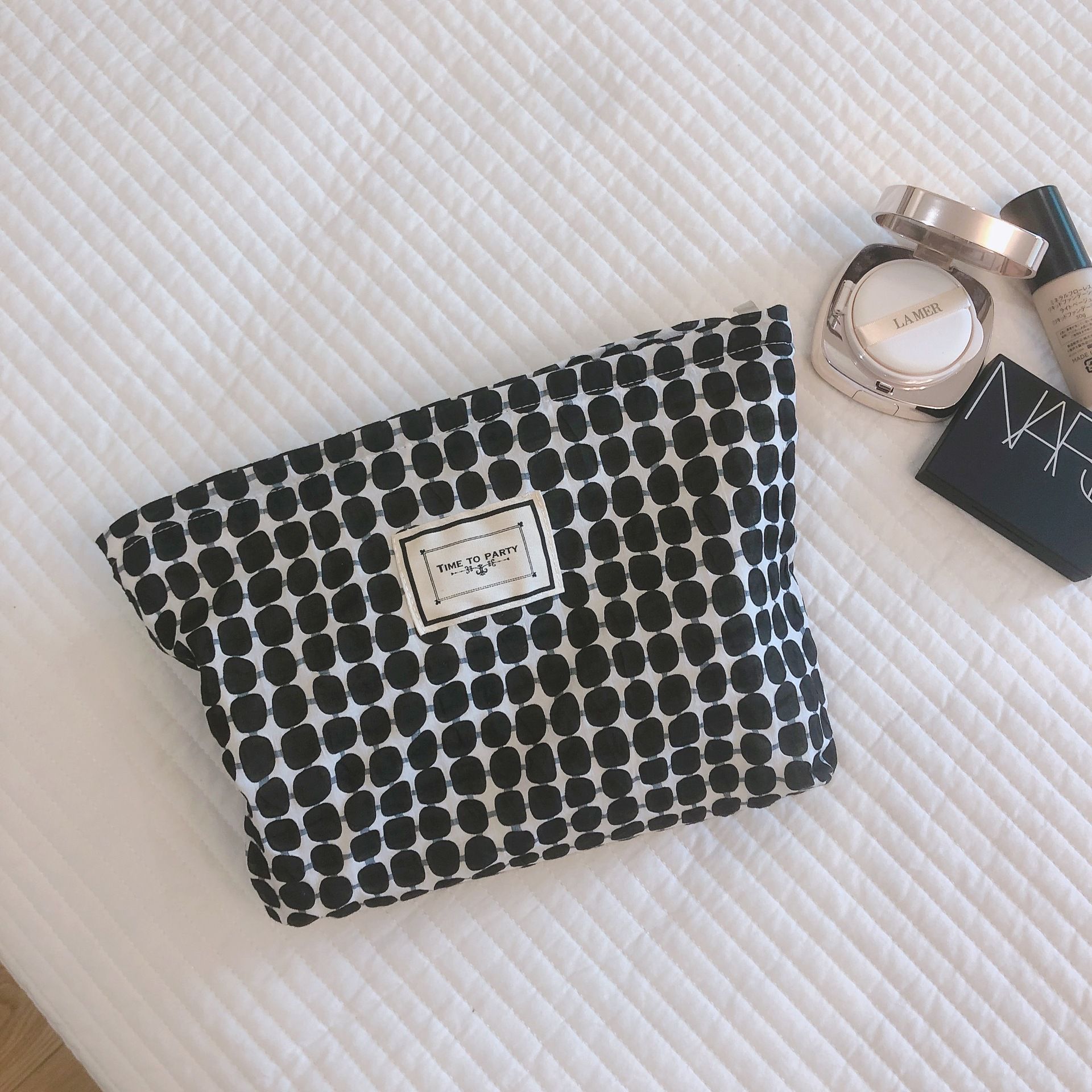 時尚幾何棉布小包/收納包-方形幾何-橘色 (27x18x5cm)