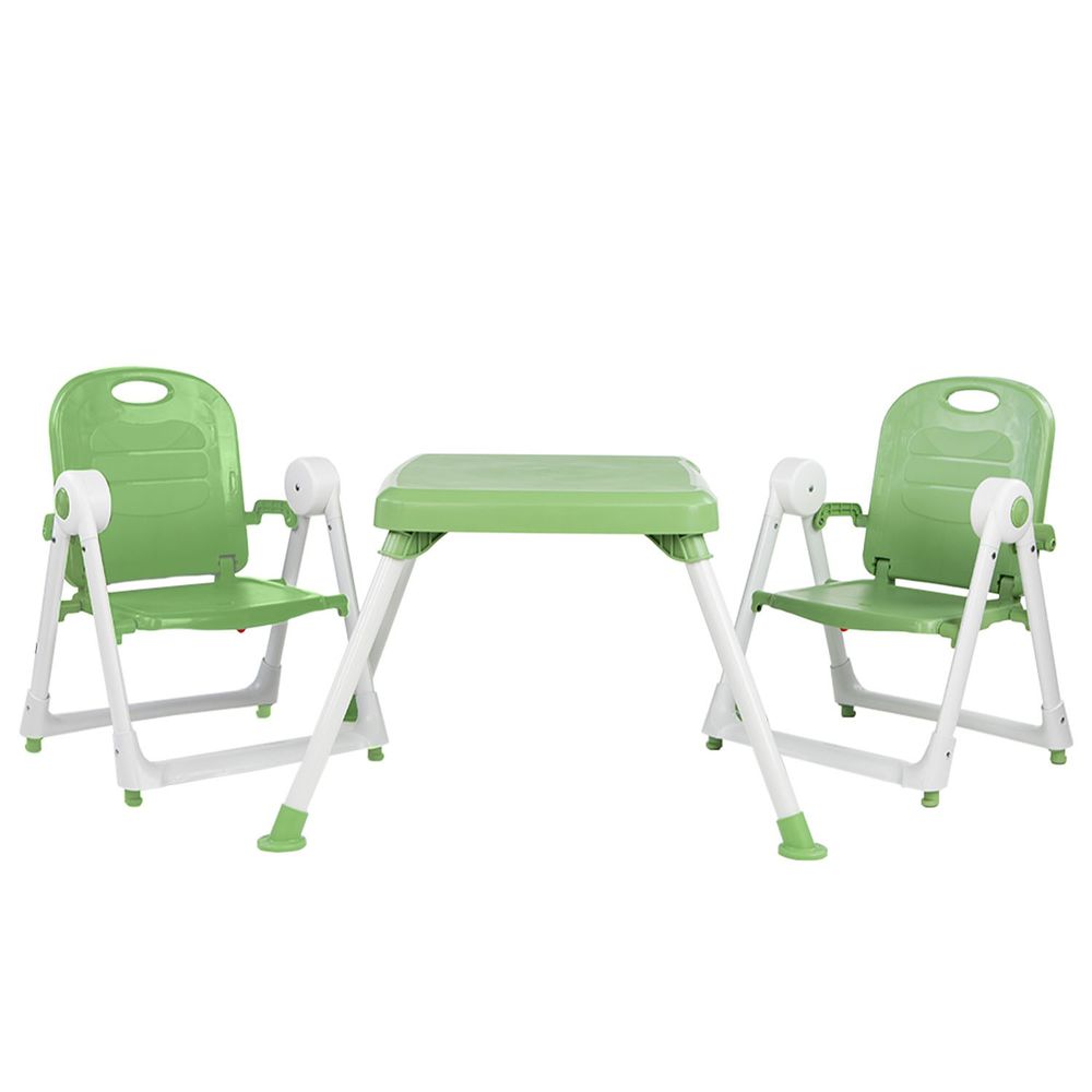 美國 ZOE - 兩椅一桌雙人組合-附白色小餐盤-抹茶綠