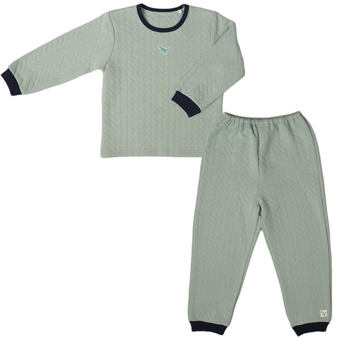 akachan honpo - 長袖鋪棉套頭家居服-恐龍-綠色