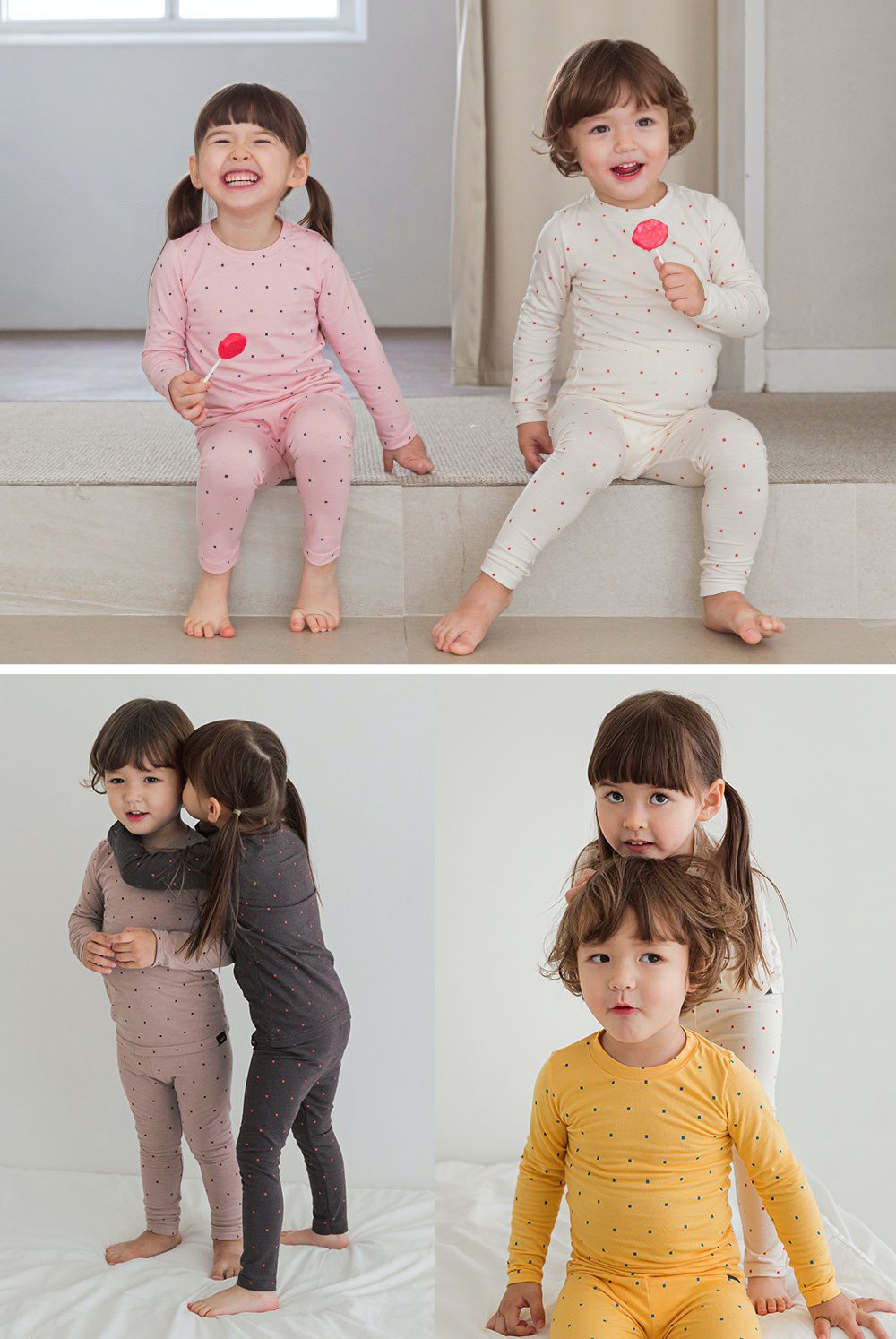 韓國 Cordi-i - 德國Viloft天然纖維保暖衣套裝-點點-可可