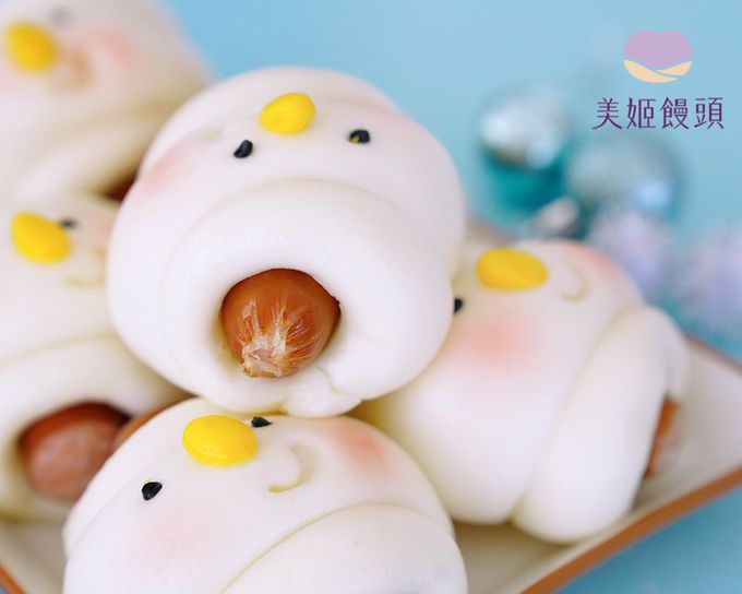 美姬饅頭 - 雪寶貝鮮乳造型熱狗捲-60g*6顆