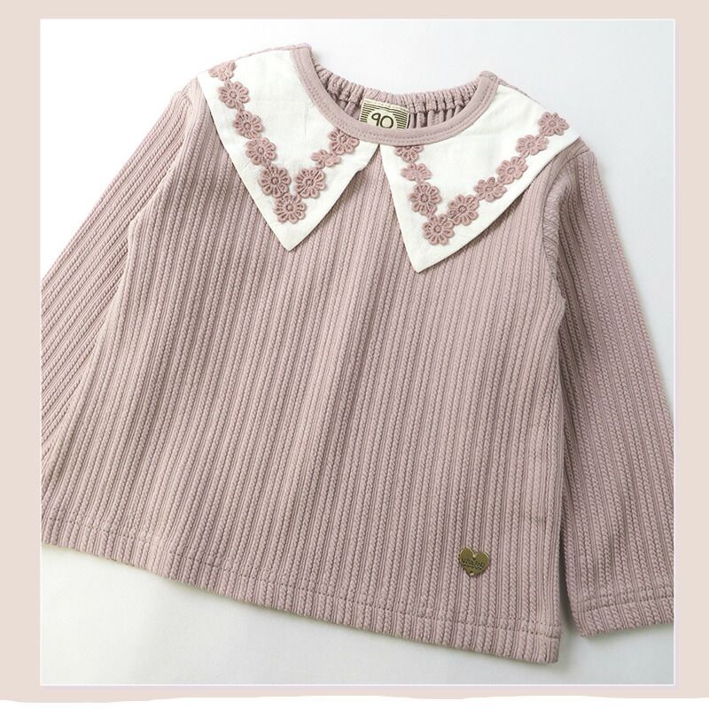 日本 ZOOLAND - 古典水手領緹花長袖上衣-象牙