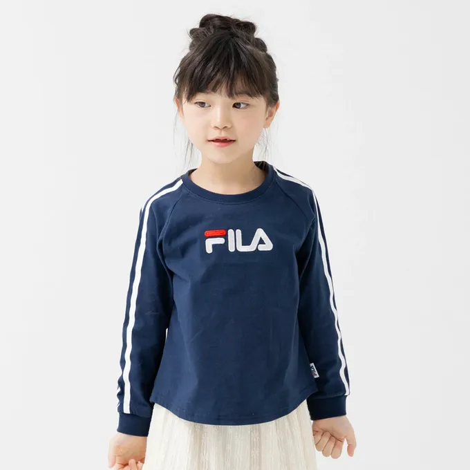 日本 Chil2 - FILA聯名 品牌刺繡長袖上衣-袖子線條-薄荷綠