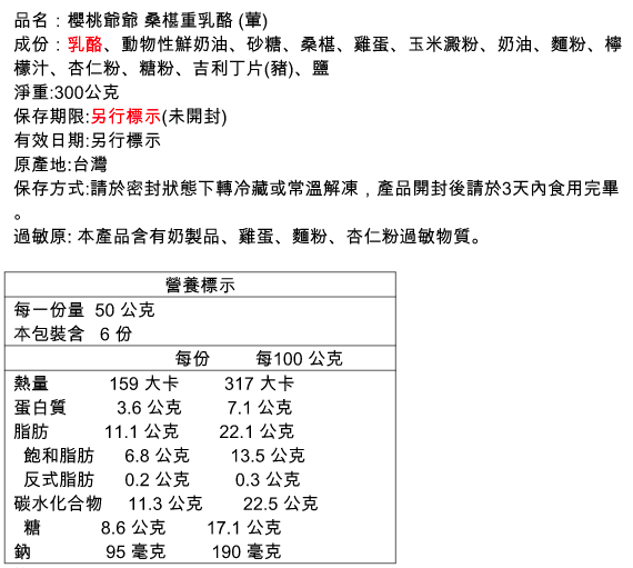 經典人氣伴手禮【櫻桃爺爺】冰紛舒芙蕾、北海道牛軋糖、徳式芒果乳酪塔