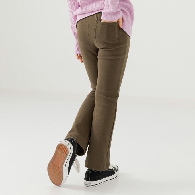 日本 Chil2 - 彈力素色百搭微喇叭褲-粉紅