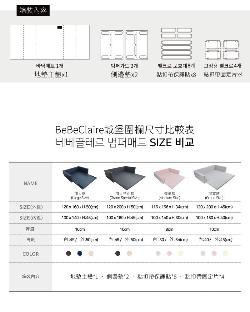 韓國 BeBe Clair - 城堡圍欄-中款-Grey北歐淺灰-116*156*34cm