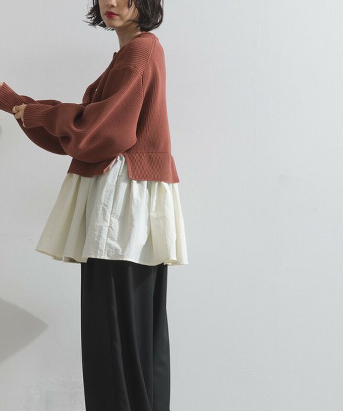 日本 ELENCARE DUE - 羅紋針織美型金扣層次長袖上衣-炭灰