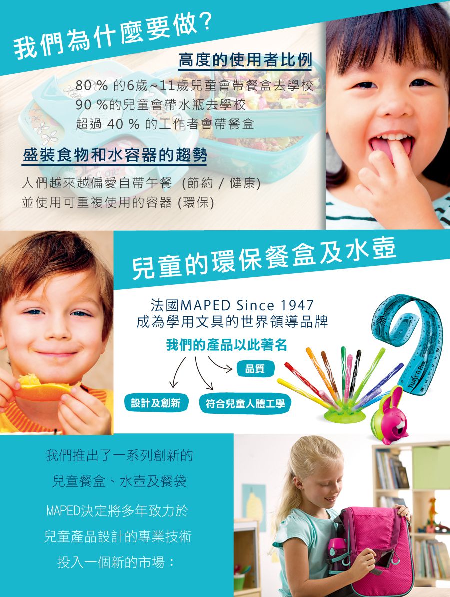 法國MAPED - 兒童保溫餐袋-湖水綠