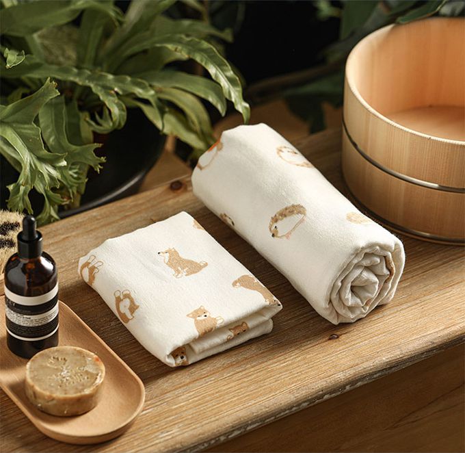 日本濱文樣 hamamo - 【日本濱文樣hamamo】日本製雙層親膚棉紗毛巾-貓咪款