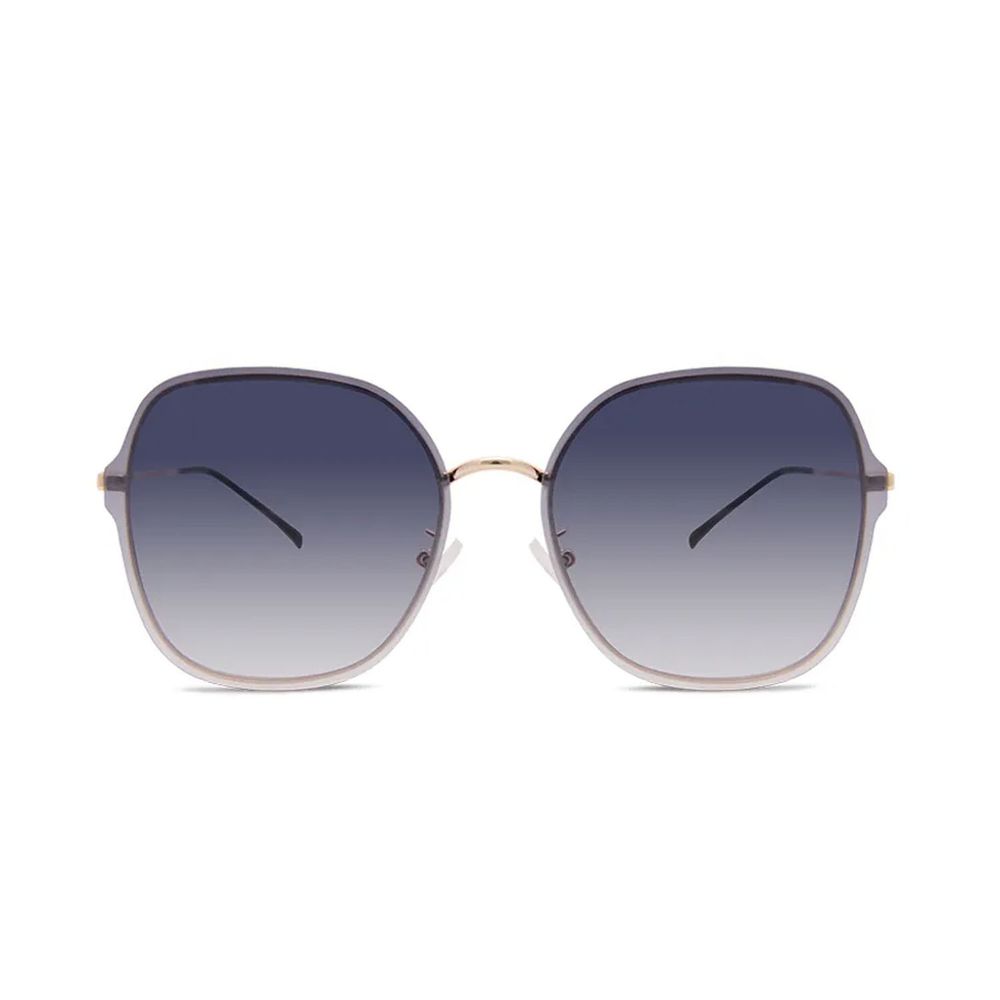 ALEGANT - 輕時尚漸層雪絨藍果凍透視金屬鏡框設計墨鏡│UV400太陽眼鏡