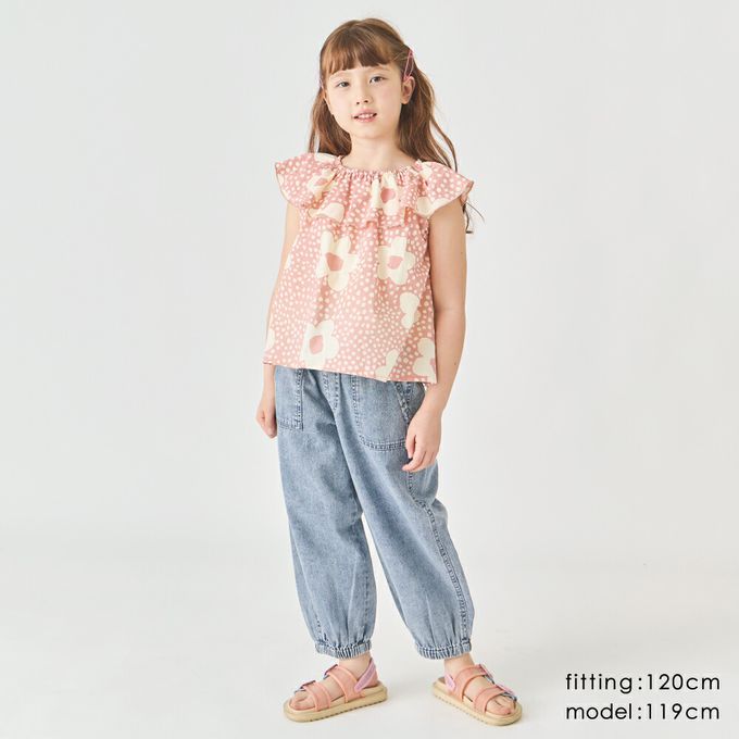 日本 evercloset - 100%棉 歐風荷葉領無袖背心-粉紅