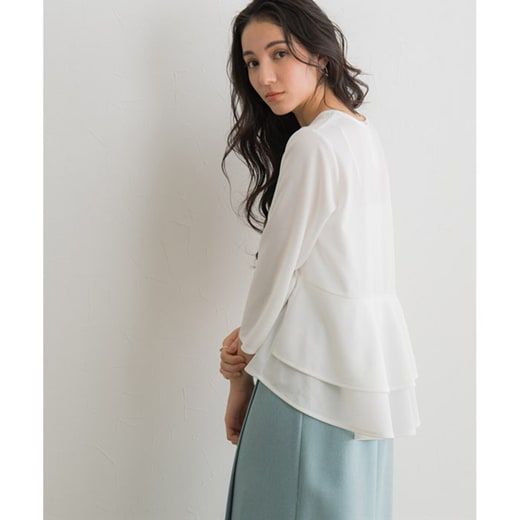 日本 Pierrot - 甜美層次荷葉擺長袖上衣-黑