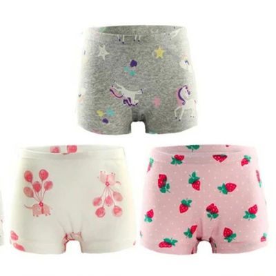 日本 Ho-ho kids - [樂天4冠王]純棉透氣女孩內褲(3入)-獨角獸/氣球/草莓-灰白粉