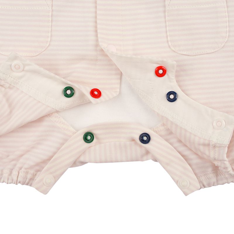 akachan honpo - 短袖兔裝 吸水速乾-動物造型屁屁 橫紋-粉紅色