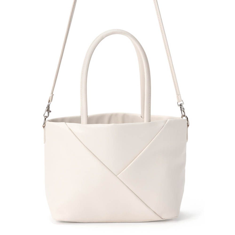 2way皮革感俐落線條手提/側背包-象牙 (F)