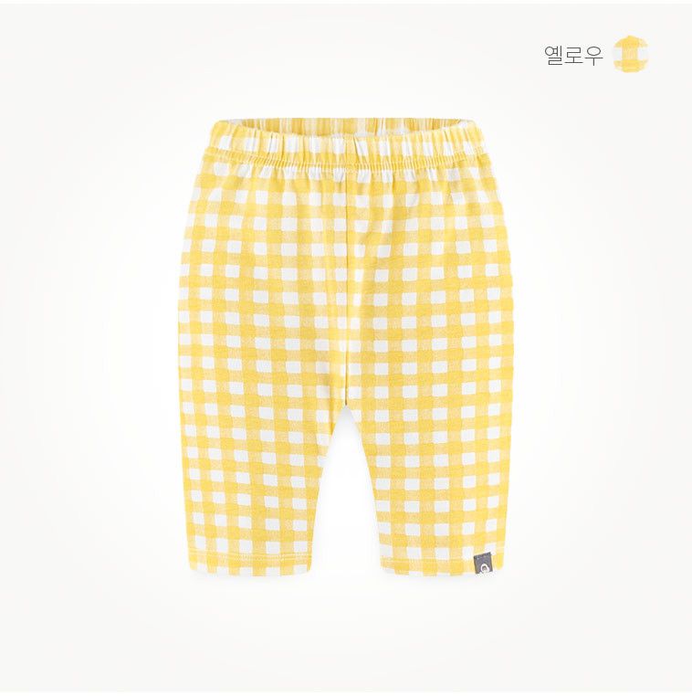 韓國 milk mile - 格子五分內搭褲-黃