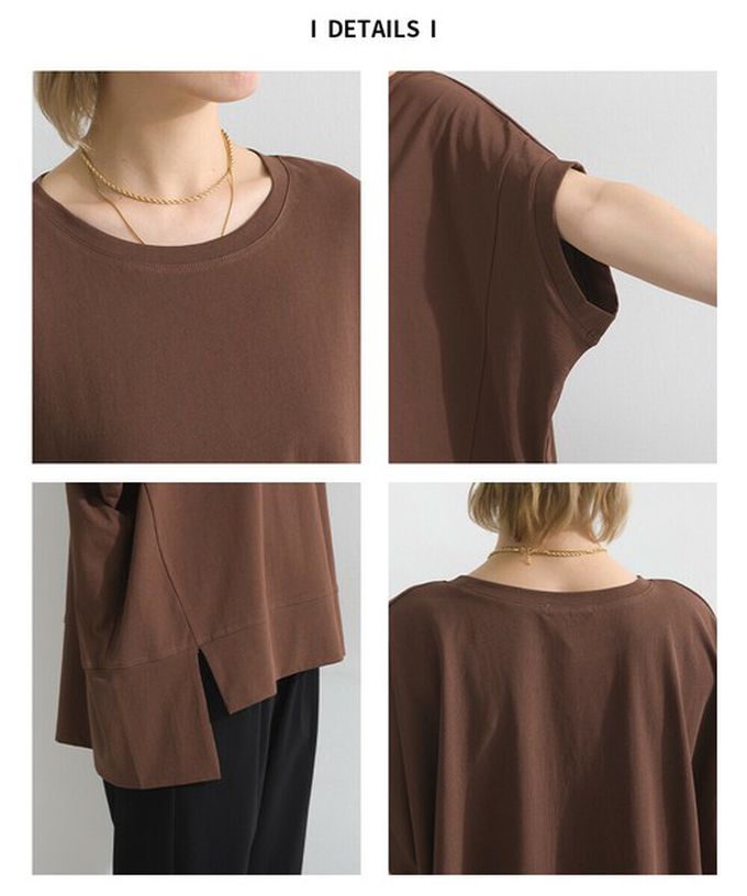 日本 le colis - 接觸冷感 前短後長落肩素色上衣-白