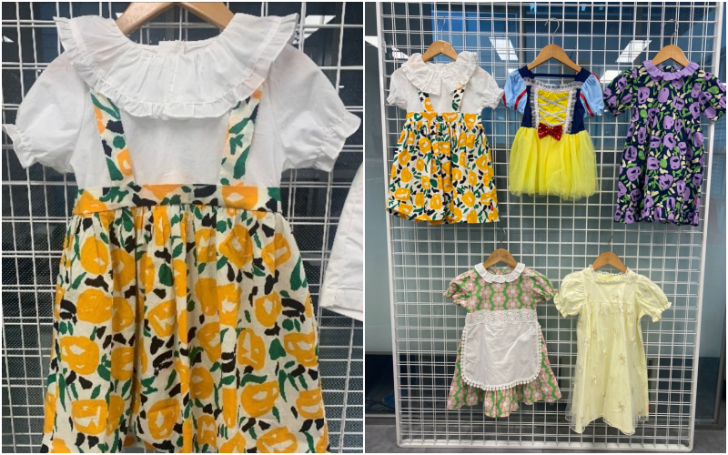 韓國 OZKIZ - (附包包)假兩件大黃花洋裝