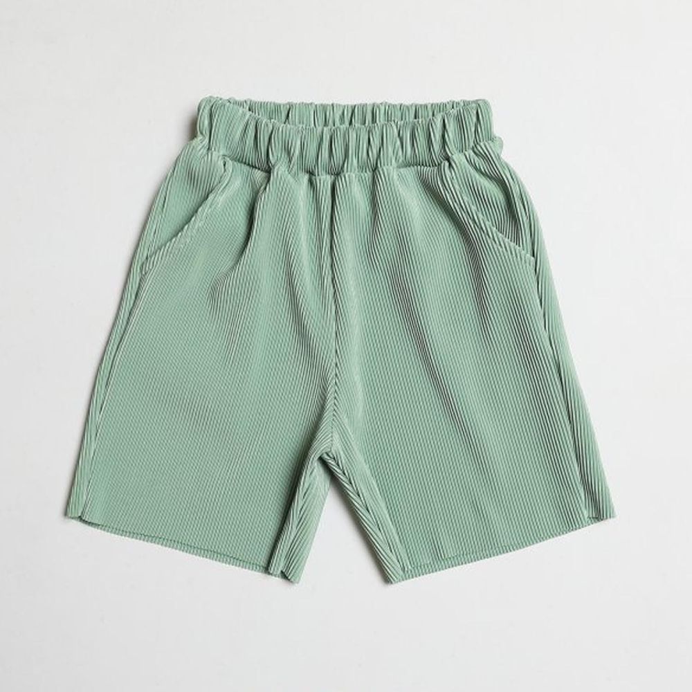 韓國 Dream Baby - 鬆緊腰雙邊口袋紋路感5分短褲-綠