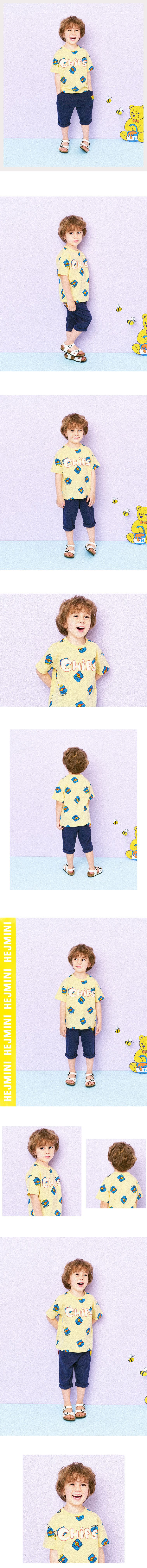 韓國 HEJMINI - CHIPS滿版印花上衣-米黃