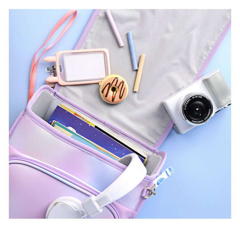 卡通減壓大容量護脊書包-卡通人物艾莎-紫色 (建議80-120cm)-27x17x35cm