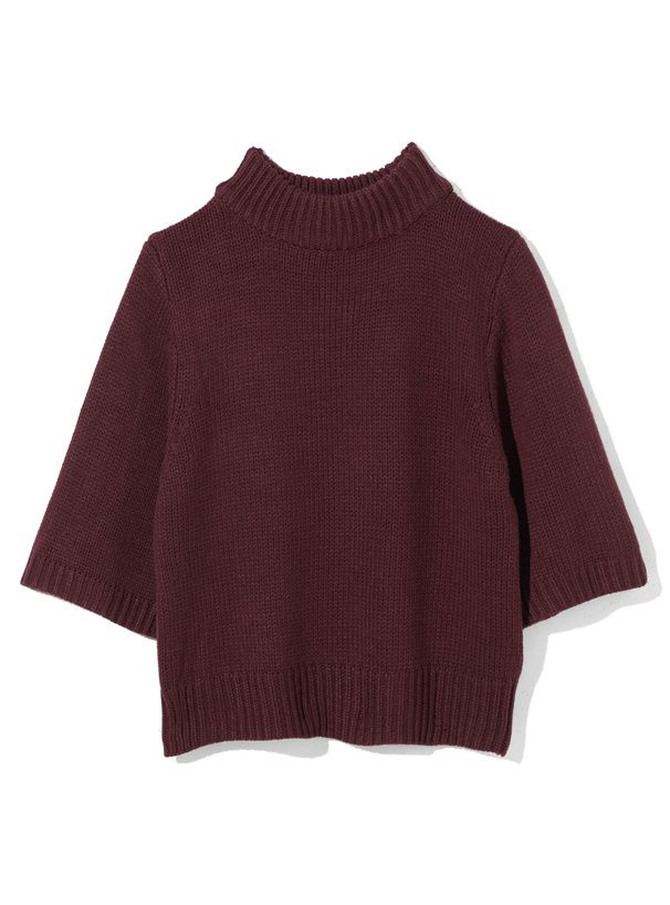 日本 GRL - 百搭立領針織短袖上衣-天藍 (F)