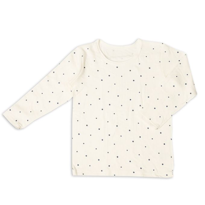 akachan honpo - 長袖圓領上衣2件組-蓬鬆棉 星星&星月-灰色