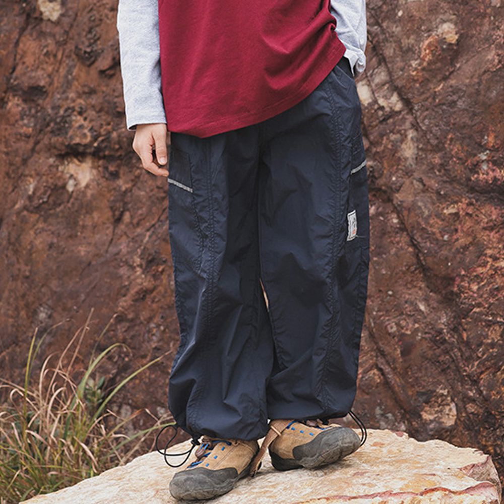 防潑水防風休閒長褲-下擺抽繩-藏青