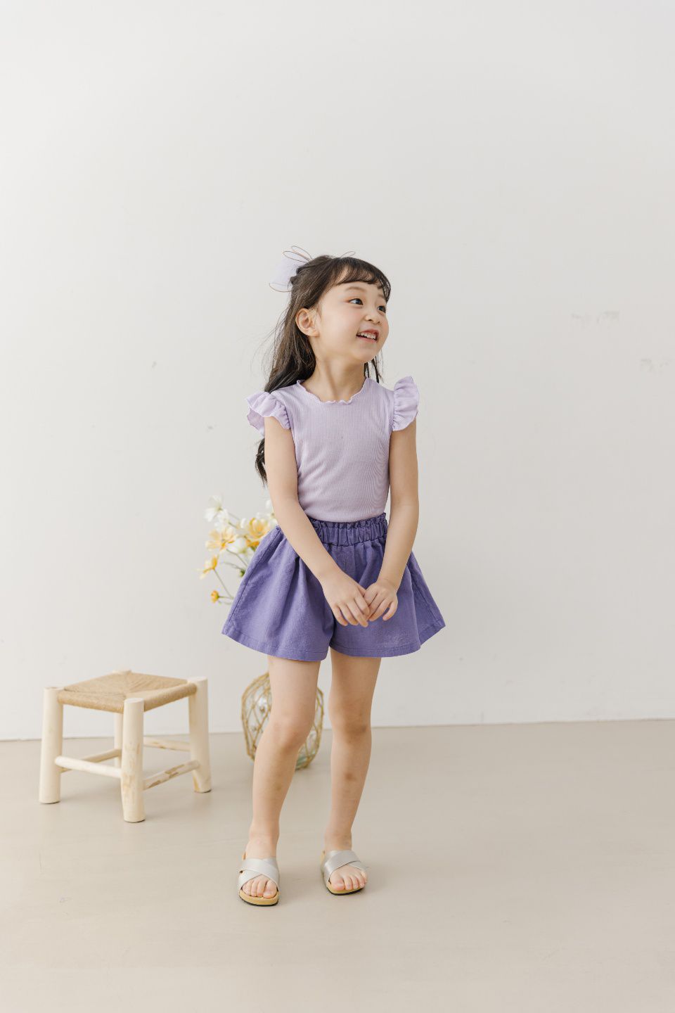 韓國 Orange Mom - 鬆緊腰舒適寬褲-紫