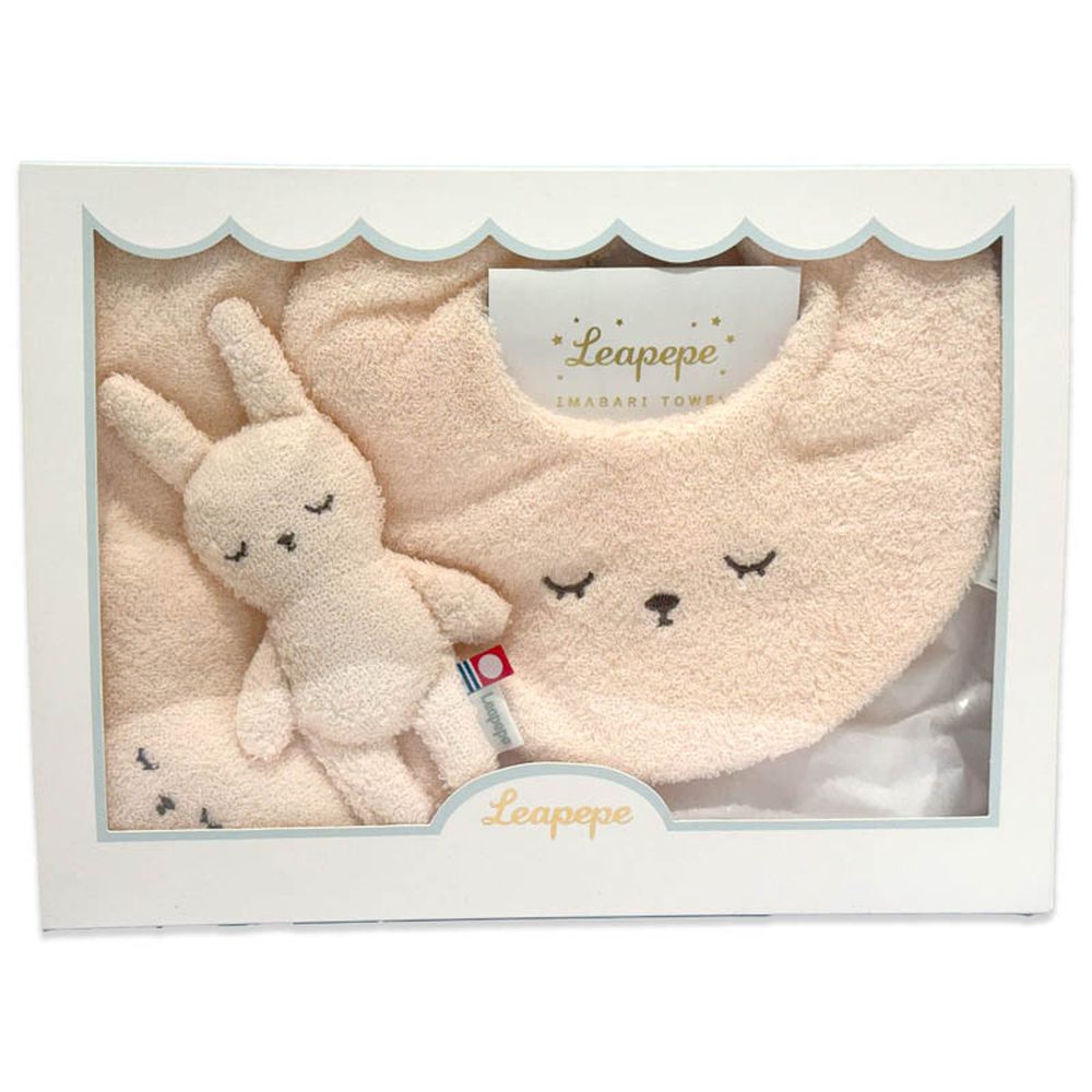 今治毛巾 圍兜&手搖鈴&手帕組-兔子-日本製