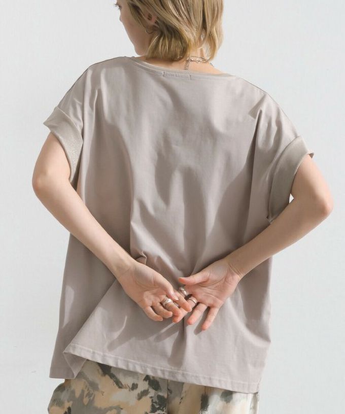 日本 le colis - 光澤滾邊舒適休閒法式袖上衣-白