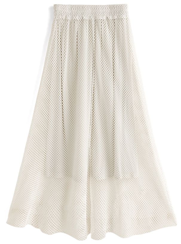 日本 GRL - 酷甜網紗拼接飄逸長裙-米杏 (F)