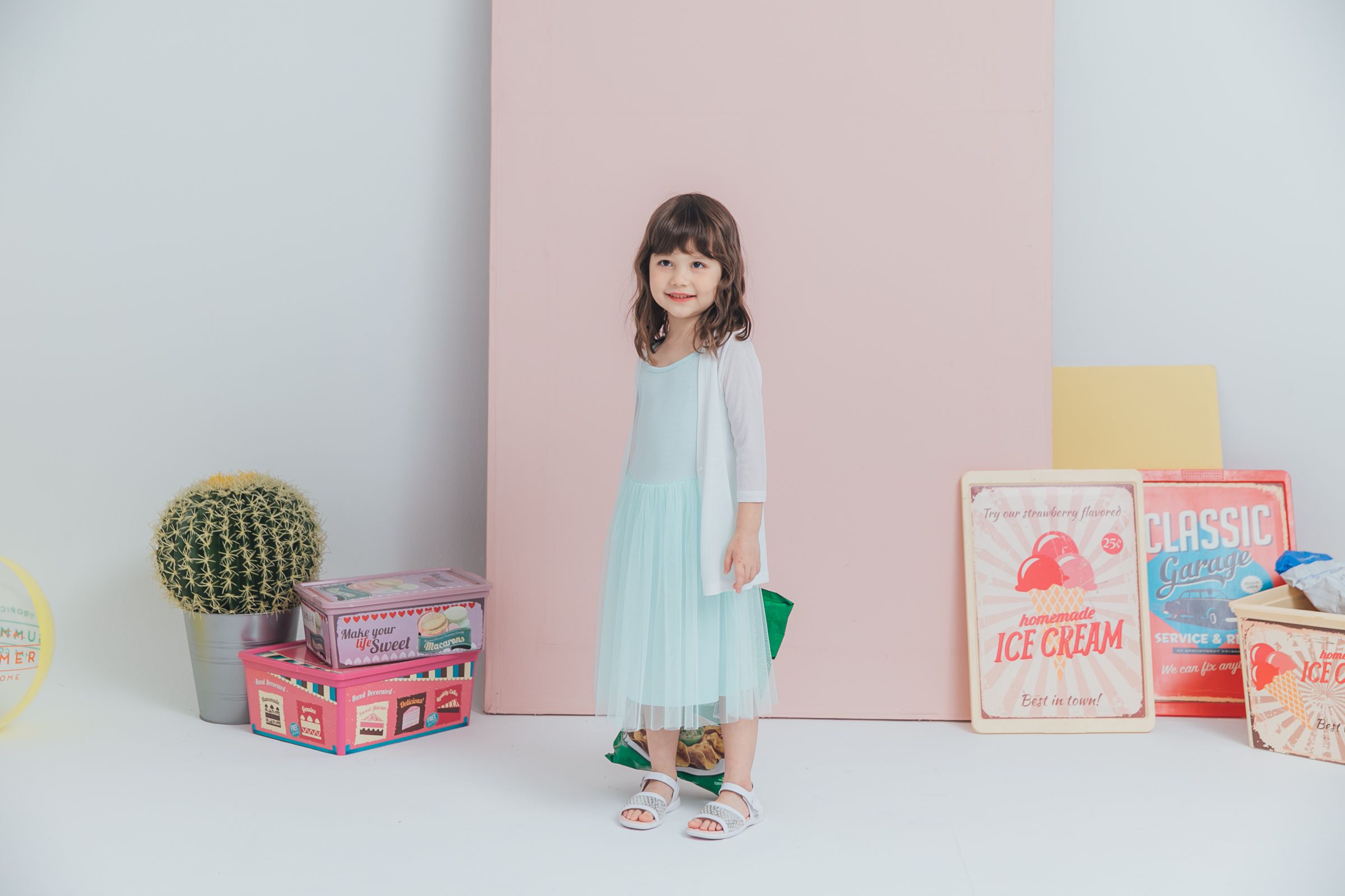 Peachy - 北鼻款*獨家訂製綿柔連身紗裙-細肩帶連身款-薄荷綠