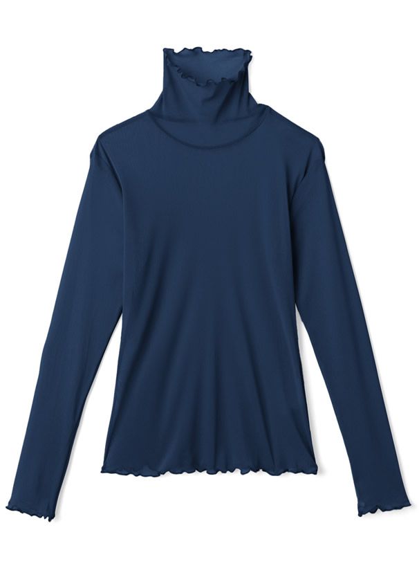 日本 GRL - 聯名款 透膚捲邊長袖內搭/上衣-開心果綠